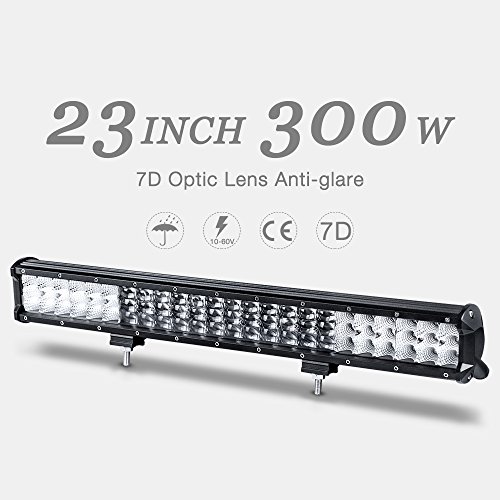 DWVO 7D 23″ LED Light Bar Triple Row 300W, 30000LM Spot&Flood Combo Beam Work Diriving Light for Jeep Trucks UTV Marine Boats Camping