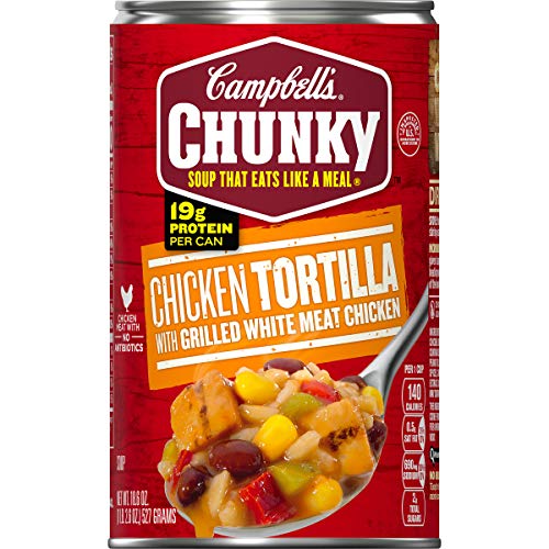 Campbell's Chunky Tortilla Soup with Grilled White Meat Chicken, 18.6 oz. Can (Pack of 12)