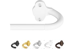 TVWOO Wrap Around Curtain Rods,White Curtain Rods 28 to 48 Inch,5/8 Inch Adjustable Blackout Curtain Rod Set with Bracket,Room Darkening Single Window Rod,Metal Hidden Curved Drapery Rods 28-48",White