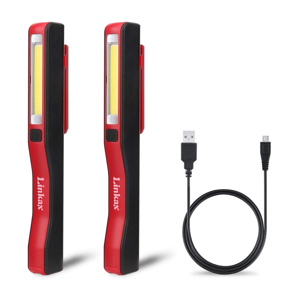 2 Lampes D'atelier LED Rechargeables USB - Aimant, Crochet, Règle, 3 Modes - Pour Bricolage, Voiture, Camping - Cadeaux Homme