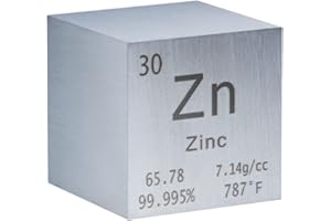 REELANX 1 Inch Zinc Cube Metal, High Density Element Cube Pure Metal, for Element Collections Lab Experiment Material,Elemental Collection Hobby,Gift for Children (Zinc)