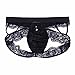 FEESHOW Men's Lace Thongs G String Bikini Sissy Pouch Underwear Lingerie with Garter