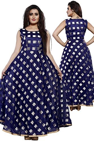 Leefashion Modal Blue Color Western wear A-Line Dress for Women/Girls