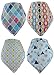 Happy bébé Baby Bandana Drool Bibs (4-Pack) Absorbent Organic Cotton Bibs for Girls, Colorful Designs, Ultra Soft & Adjustable, 3 months