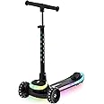 Rahmory 3-Wheel Light-Up Kids Scooter,Lights on Stem & Deck, 20 Different Light Patterns,Three Adjustable Heights,Lean to Steer, Balance Scooter for Ages 3-12