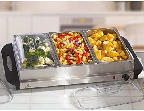 New 300W Large Electric Buffet Server 3 Warming Trays And Lids Hot Plate Food Kitchen Warmer Party