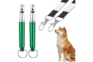 POOUTY Professional Dog Training Whistles to Call Your Dogs, Whistles to Make Dogs Come to You, Adjustable Ultrasonic Silent That Only Dogs Can Hear, Pet Training Whistle with Lanyard for Recall (Green)