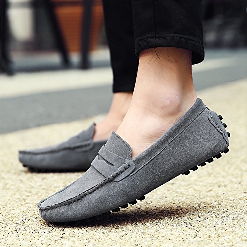 Men's Shoes Suede Leather Formal Shoes Light Soles Loafers & Slip-Ons for Casual Office & Career Outdoor Navy Blue Green Khaki Royal Blue (Color : G, Size : 38)