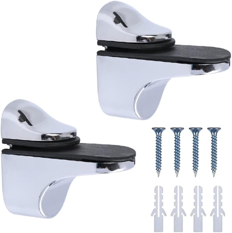 nasuniaoda 2x Glass Shelf Support Adjustable Polished Chrome Wall Mount Bracket
