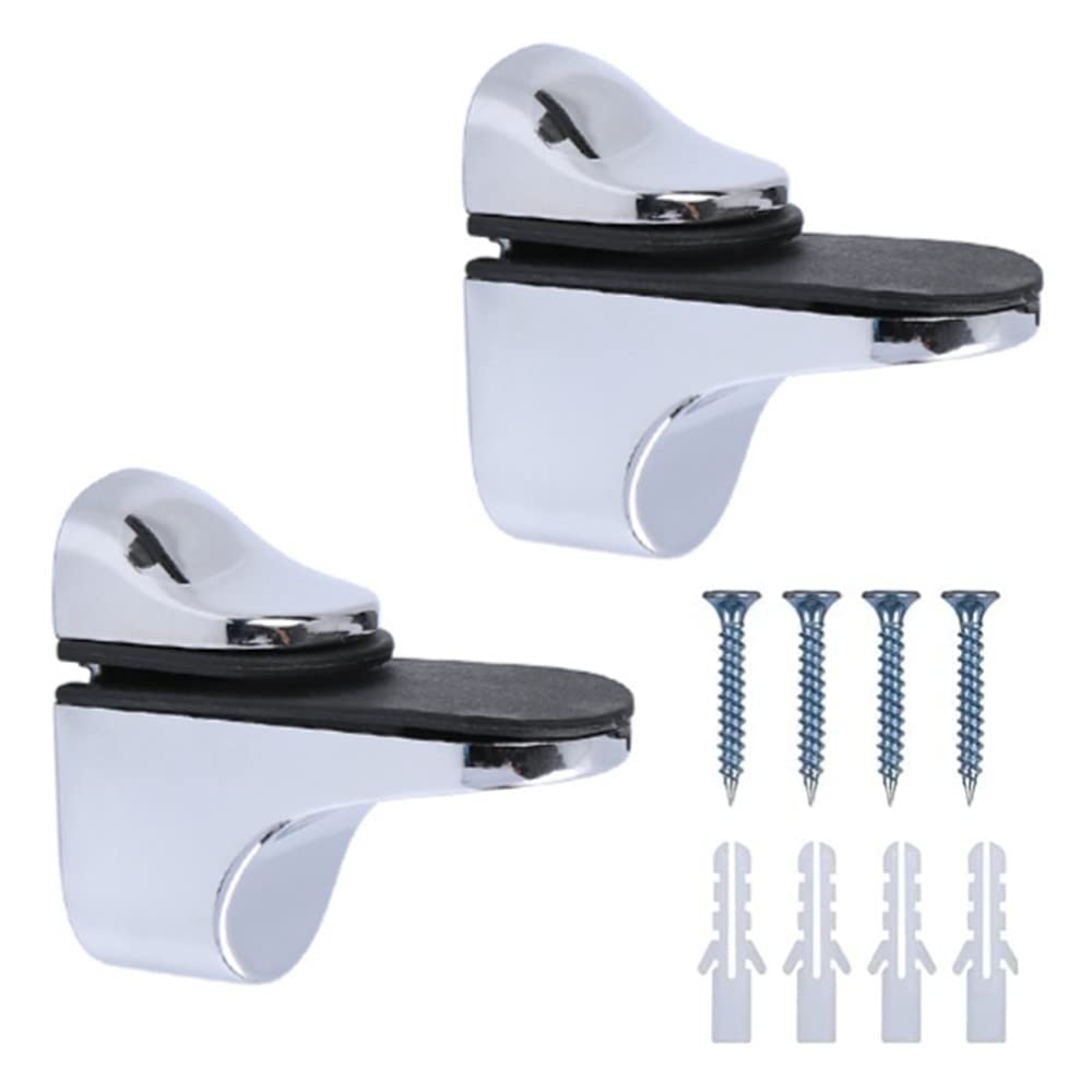 2 Pcs Glass Shelf Support - Adjustable Glass Shelf Bracket - Polished Chrome Wall Mount for 3-20mm Thickness