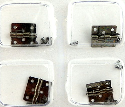 Dollhouse Miniature Butt Hinges in Black with Nails 4 in a pack