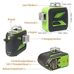 Huepar 3D Green Beam Self-Leveling Laser Level