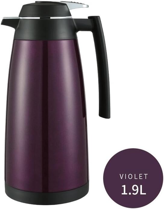 Drink Flasks Home 304 Stainless Steel Hot Water Bottle Heat Preservation High Capacity Insulation Pots Kitchen Restaurant Bedroom Warm Pot Kettle Glass Liner 1.9L (Color : Purple)