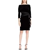 American Living Womens Ruffled Sheath Dress, Black, 12