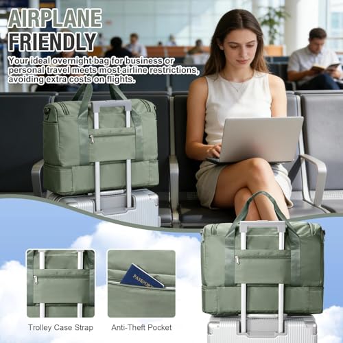 SEAFEW Travel Bag 40x30x20 for Ryanair,Waterproof Gym Sport Bag,Weekend Luggage Tote Bag 45x36x20 for Easyjet,Beach Swimming Bag, A01-Military Green, Very Large 53 x 37 x 26 (50L)