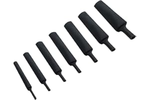 3:1 Shrink Ratio Dual Wall Adhesive Lined Heat Shrink Tubing Tube Cable Wrap 7 Sizes, 35Pcs Each Length 15CM/5.9" (Black)