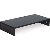 TEAMIX 20 Inch Monitor Stand Riser for Desk, Wood Computer Stand, Black | Fits Laptop, Printer, TV, PC Tower, Full Keyboard Storage Underneath, Ergonomic, Desk Organizer for Home Office, Gaming Setup