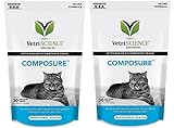 Vetri Science Composure Calming Formula for Cats 2PACK (60 Total Bite-Sized Chews) with Bonus Feline Health Tracker