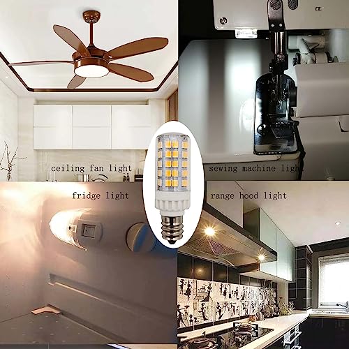 QLEE E12 LED 5W C7 Glühbirne 60W gleiches Halogenlicht Tageslicht T6 Kandelaber Glühbirne für Deckenventilator Nähen Serger Licht Kühlschrank Mikrowelle Licht Kronleuchter Licht 4er Pack
