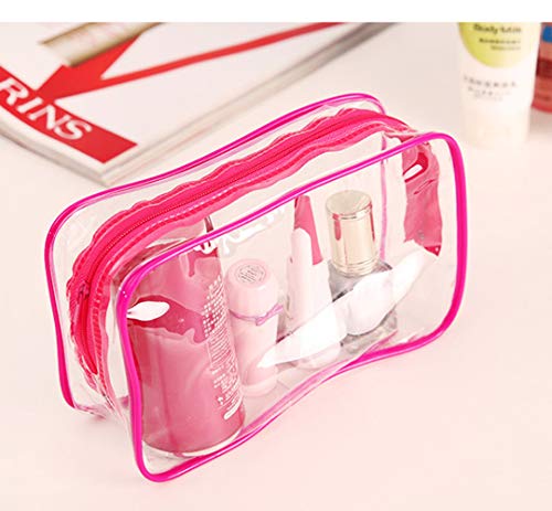 BlueSpace Cosmetic Bag Makeup Case Portable Travel Toiletry Pouch Cosmetic Clear Organizer Bags with Zipper (Blue Yellow Red) - Thumbnail 4