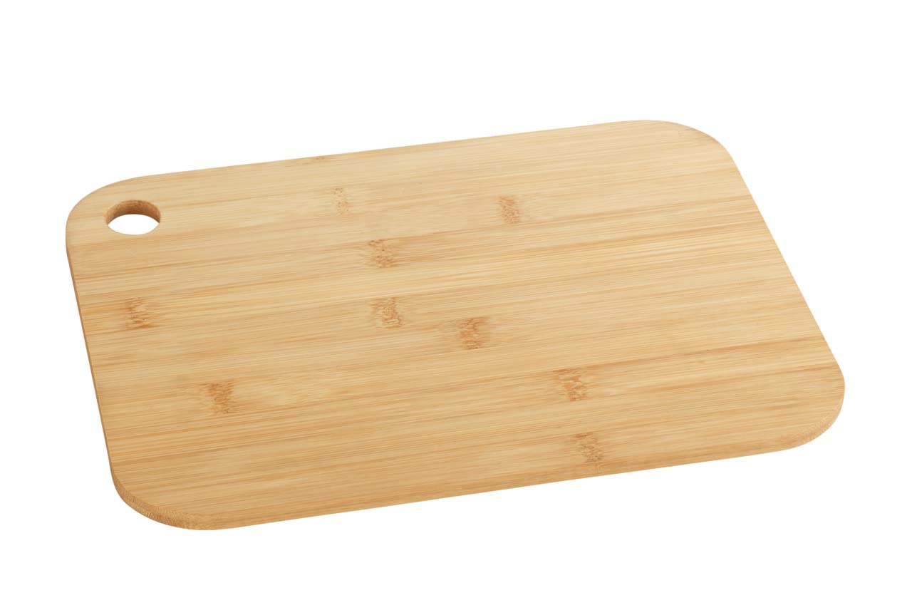 WENKO Bamboo Cutting Board M - Kitchen Board, Cutting Board with Grip Hole, Household Blade, Bamboo, 28 x 0.7 x 20 cm, Brown