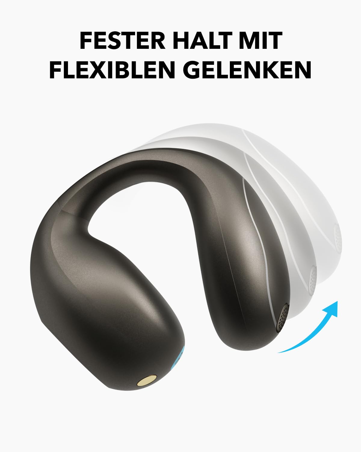 soundcore C40i von Anker, Open-Ear Earbuds, Clip-On Kopfhörer, flexibles Gelenk-Design, Tastensteuerung, federleichter Komfort, fester Halt mit ansteckbaren Ohrklammern, große Treiber für klaren Klang 3