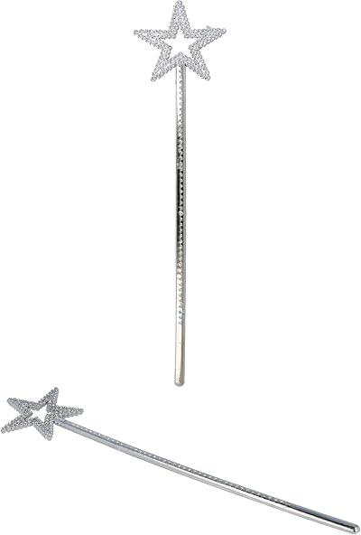HENBRANDT Silver Star Wand 35cm Kids Fancy Dress Accessory Party Prop