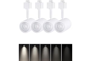 LEONLITE Small Space Series 8.5W LED H Track Lighting Heads, ETL FCC Listed, Dimmable H Track Light Heads for Store Shop Cafe, CRI90, 36° H Track Lighting, 4000K Cool White, Matte White, Pack of 4