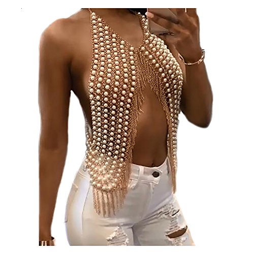 MineSign Sexy Chain Necklace Fashion Shoulder Necklaces Bra Body Jewelry Summer Beach Party Dress Pearl