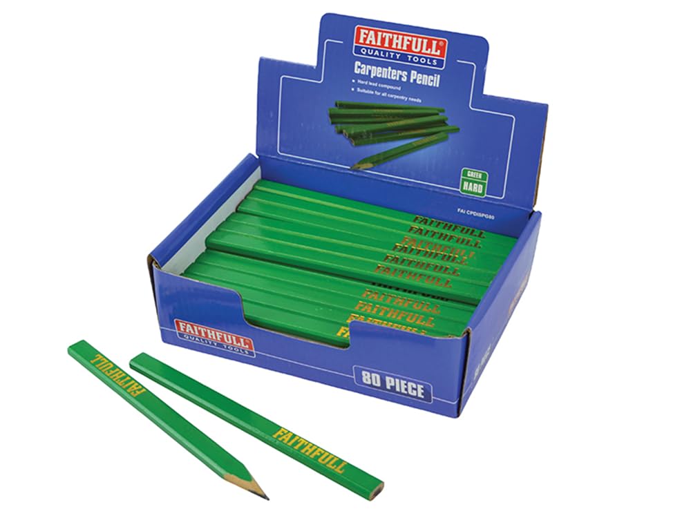 Faithfull Carpenters Pencils 80 Display Pack - Hard (Green)