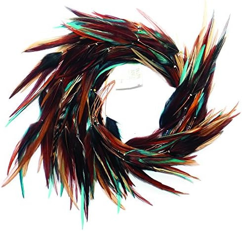 Turquoise Warrior Feather Hair Extensions by Plume Angel, 5 Strands TW5