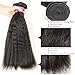 XiaoYuan Brazilian Virgin Kinky Straight Hair Weave 3 Bundles 8a Yaki Straight Human Hair Extensions Natural Color,100g/bundle(12