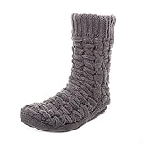 Noble Mount Men's Thick Basket Weave No-Skid Slipper Socks - Grey - L/XL