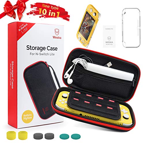 Nintendo Switch Lite Carry Storage Case Pouch + TPU Switch Lite Cover Case + HD Switch Lite Screen Protector + Silicon Thumbstick Cover Caps for Nintendo Switch Lite Console Accessories