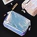 Frebeauty Holographic makeup bag Cosmetic Shiny Rainbow pouch Portable Handle bag Colorful Laser Iridescent pouch Waterproof Cosmetic large Makeup Case Toiletry Beach Wash Bag (holographic milk-pink)