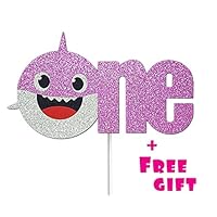 OMG Party Factory - Baby Shark Cake Topper 1st Birthday "ONE" For Girl - Baby Shower Decoration With Cupcake Toppers (Pink)