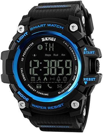 Accurate 3D Pedometer MylooverLeo Bluetooth Sport Watch with Remote Camera Call APP Reminder 50m Waterproof Perimeter 6.69" - 8.66" (Blue)