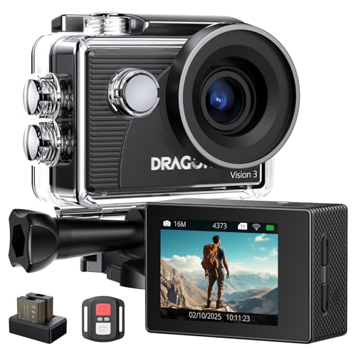 Dragon Touch Action Camera 4K 20MP 30FPS 100FT Waterproof Underwater Camera 170…