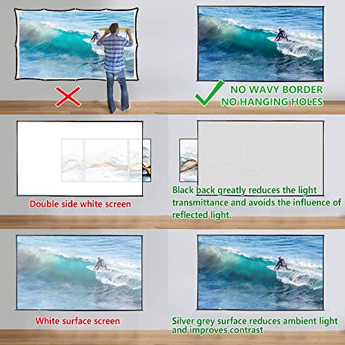 Foldable Projector Screen 100 inch with Combined Pole Frame 169 HD 4K