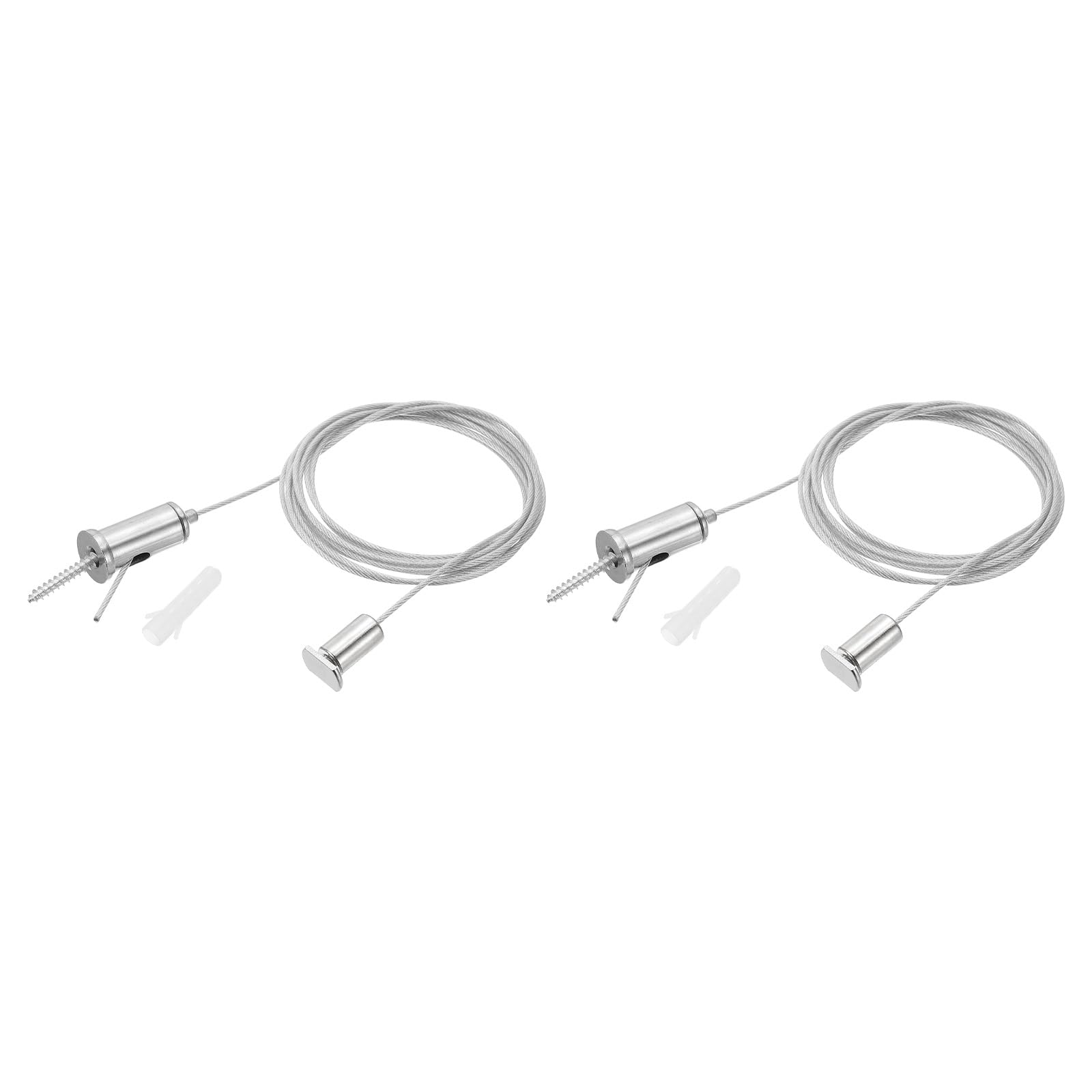 PATIKIL Ceiling Hanging Wire Cable Kit, 2m/6.6ft 2 Set Adjustable Light Suspend Cable Kit Panel Hanging Rope Clamp Oval Nail for Pendant Light Fitting Aquarium Lights, Style 1