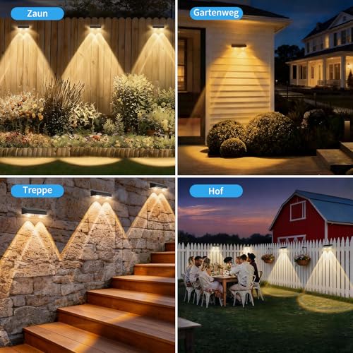 Aogled Solar Garden Lamps Outdoor 4 Pack,LED Solar Spotlight 3000K Warm Light,IP65 Waterproof,Easy Installation Without Cables,Automatic Lighting for Paths,Terrace and Garden