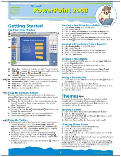 Microsoft PowerPoint 2008 for Mac Quick Source Reference Guide