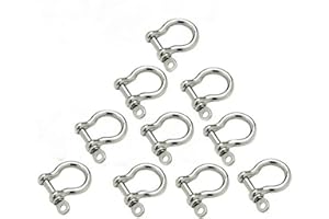 JY-MARINE Stainless Steel Bow Shackle, Silver Color,for Paracord Jewelry, Marine Grade Sailing Rigging Shackles