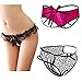 Celamirio Women's Bow Crotchless Pearl Thong Panties Underwear 3 Pack S