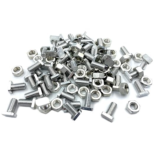 Bettli Greenhouse Nuts and Bolts,50 Sets Aluminium Greenhouse Hex Nuts and Cropped Head Bolts for Building and Repairing Greenhouse Accessories