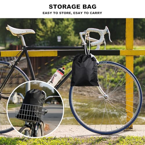 Favoto Bike Cover Outdoor Waterproof Bicycle Cover Thicken Oxford Windproof UV Sun Snow Dustproof with Lock Hole Storage Bag for Mountain Road City Bike Beach Cruiser Sport Bike | 420D Heavy Duty Bike Cover Rain Sun UV Dust Wind Proof with Storage Bag Bike Tarp for EBike Mountain Road City Bike, Black