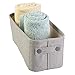 InterDesign Wren Cotton Fabric Bathroom Storage Bin for Magazines, Toilet Paper, Bath Towels - Small, Light Gray