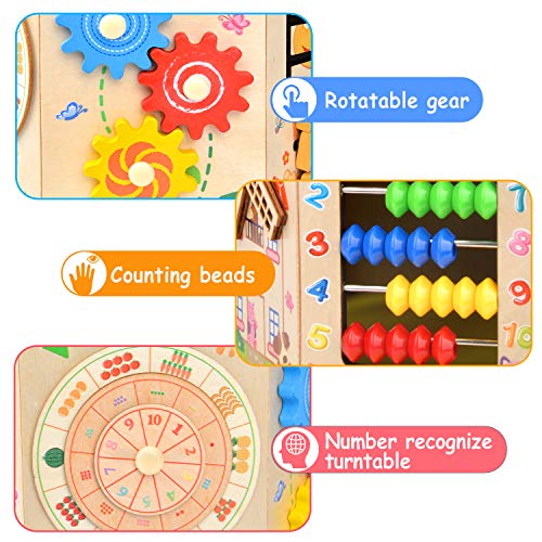 Amagoing Activity Cube, 11 in 1 Wooden Educational Learning Baby Toys with Bead Maze-First Birthday Gifts for 1 Year Old Boy and Girl Toddlers