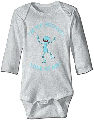 Show Time Look At Me! I'm Mr. Meeseeks Long Sleeve Bodysuit Baby Onesie Ash 24 Months