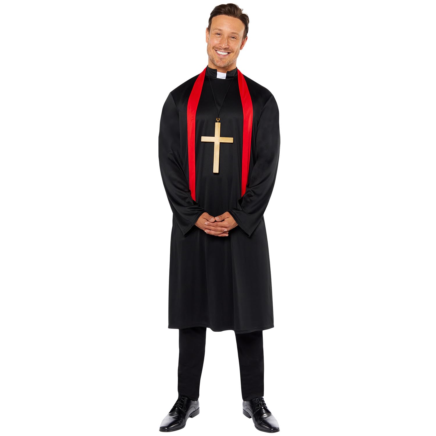 Amscan 9918334 - Men's Vicar Robe & Scarf Adults Fancy Dress Costume Size: Medium